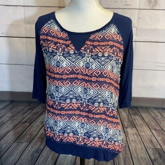 Jolt Tee Shirt Top Womens Medium Geometric Chiffon Blouse Contrast - Picture 7 of 10